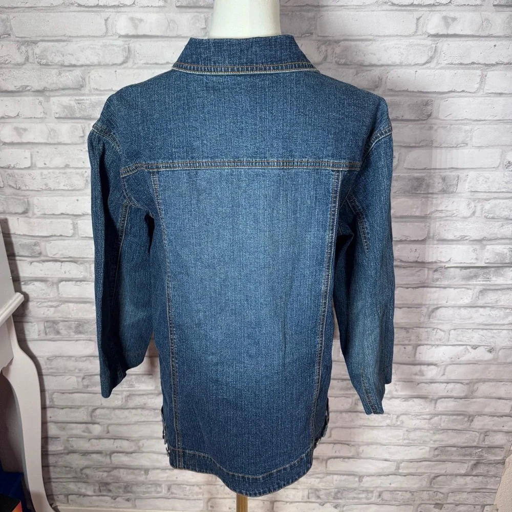 Chico's Dark Wash Blue Denim Button Up Classic Jacket